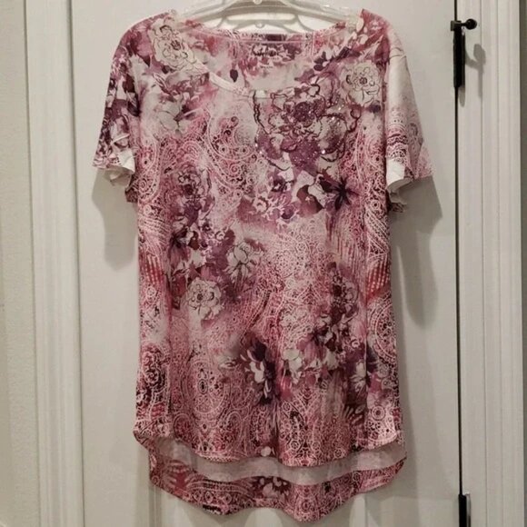 Paisley Flower Tee style & Co fits like XXL, 1X, 2X - Picture 3 of 9
